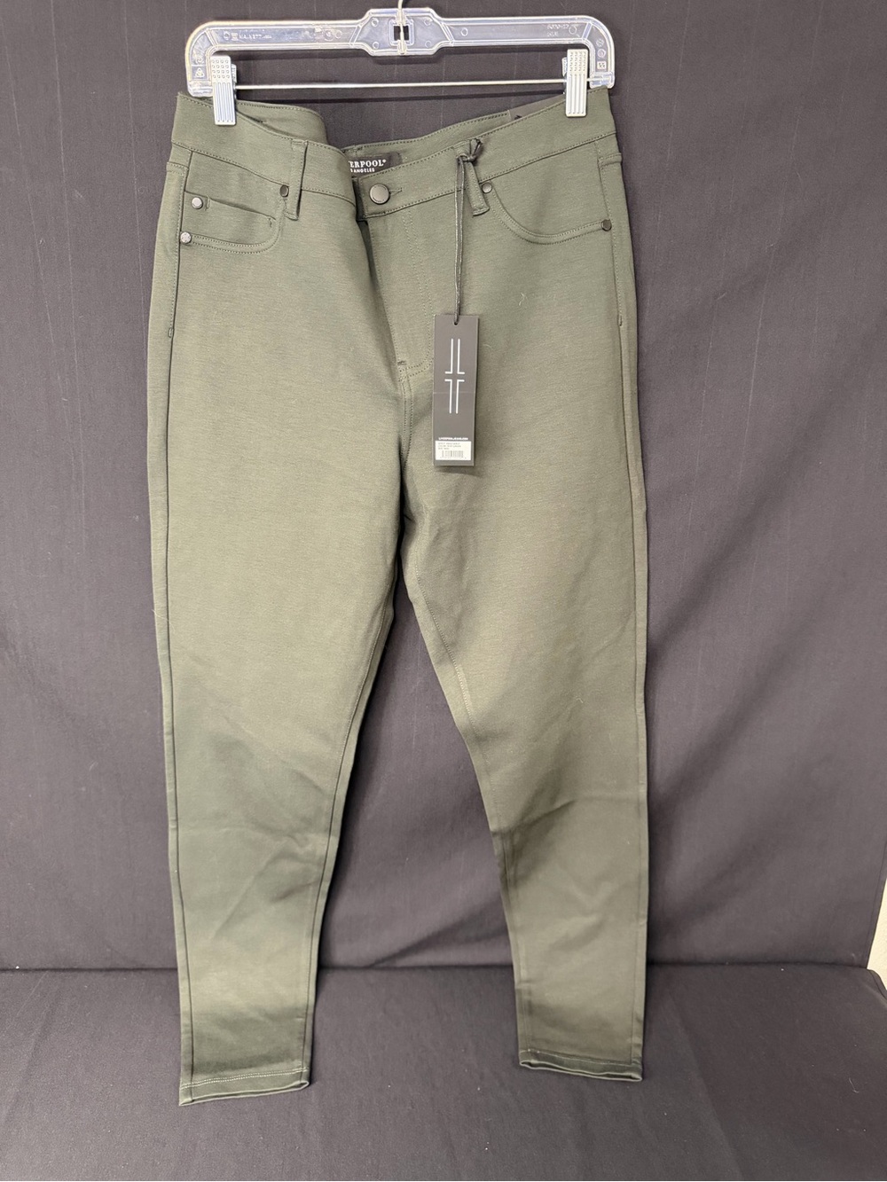 NWT Liverpool Madonna Skinny Pants 14/32 Peat Green Stretch Olive Jeans